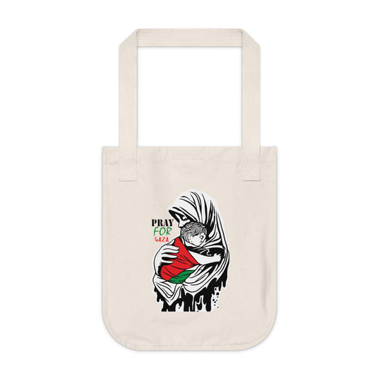 Pray for Gaza Organic Canvas Tote Bag