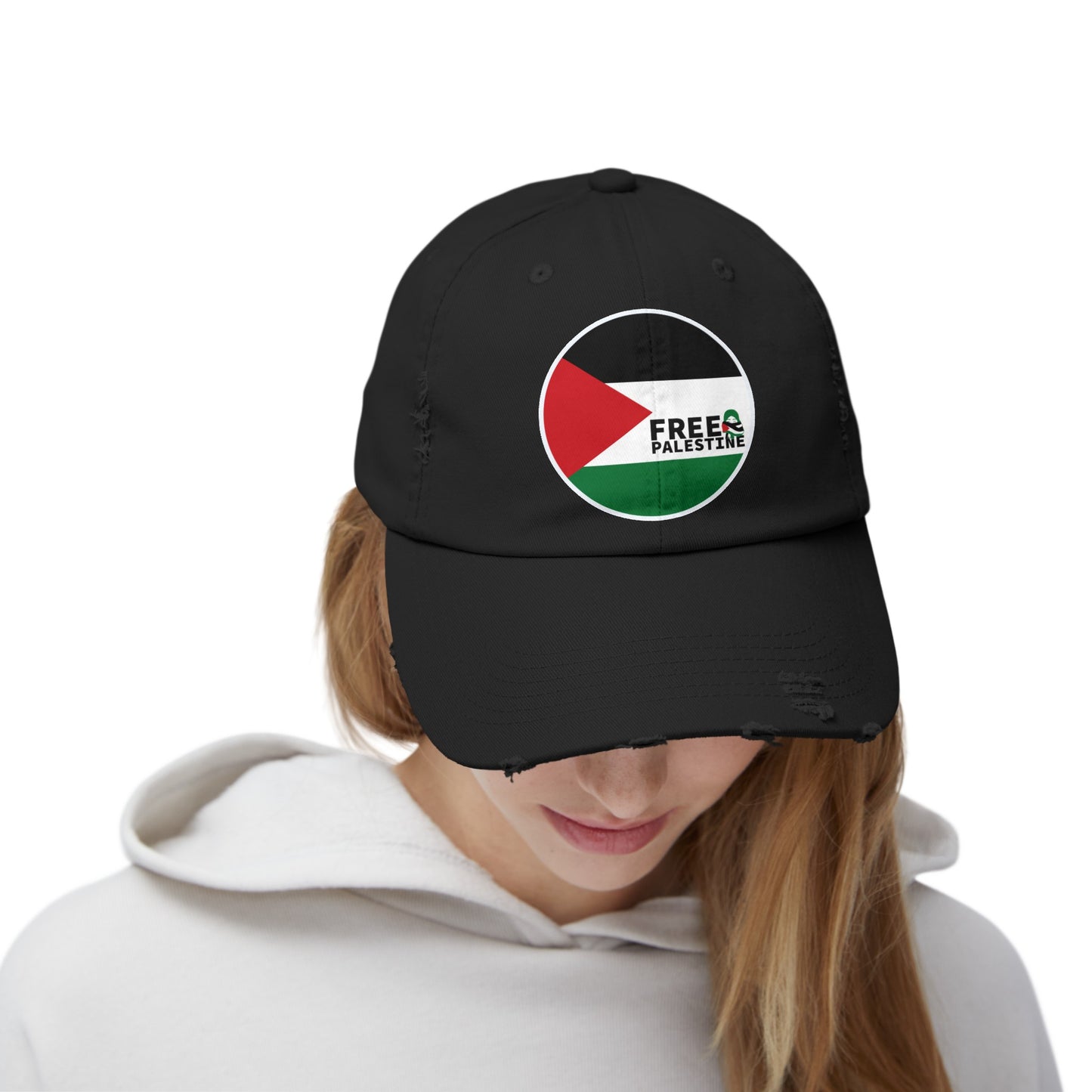 Free Palestine-Unisex Distressed Cap