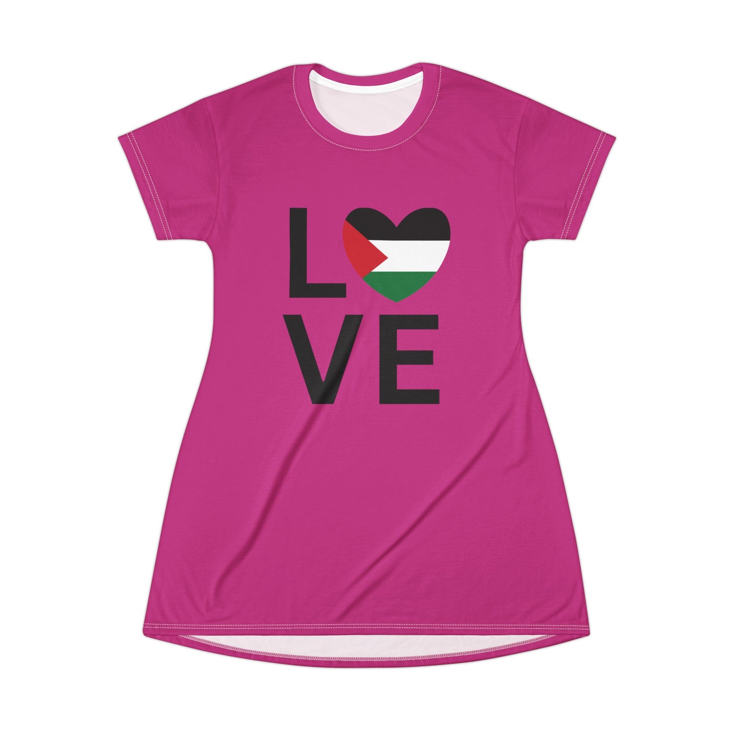 Love Palestine T-Shirt Dress (AOP)