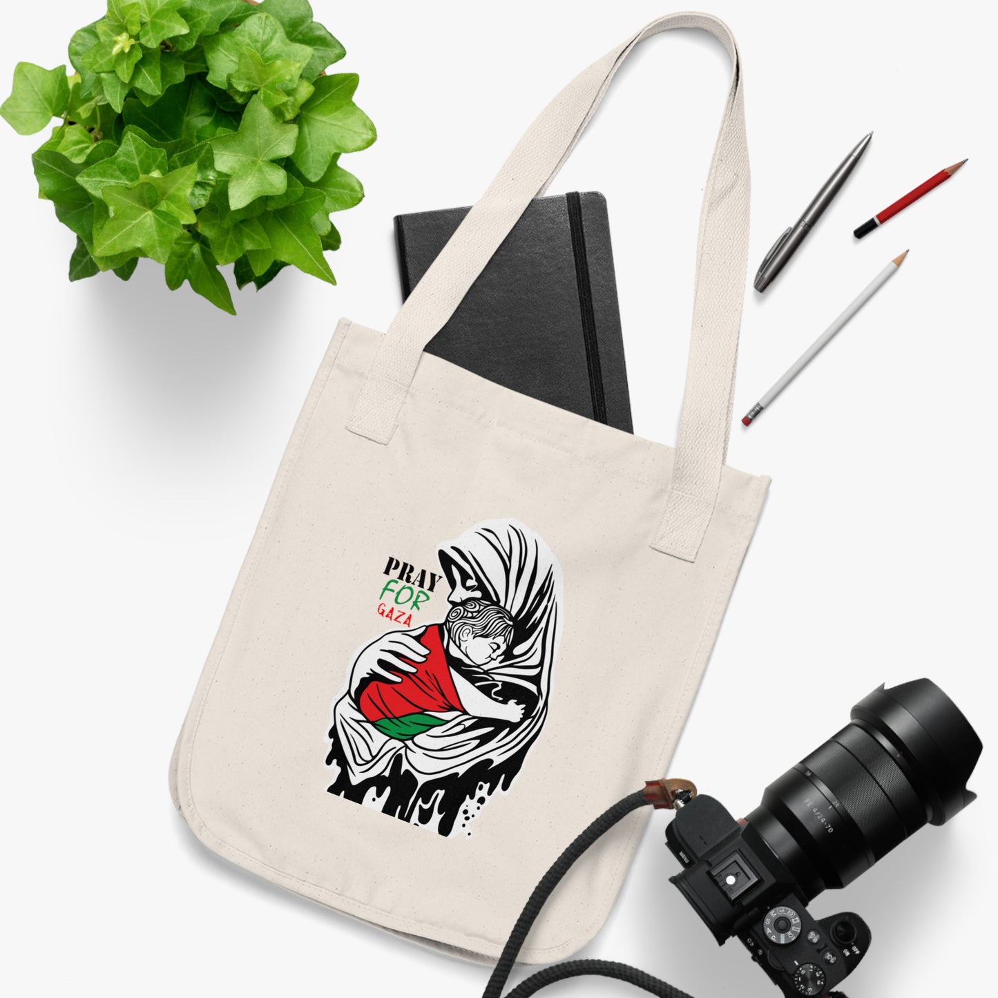 Pray for Gaza Organic Canvas Tote Bag