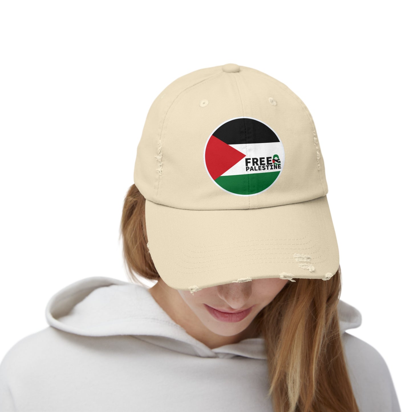 Free Palestine-Unisex Distressed Cap