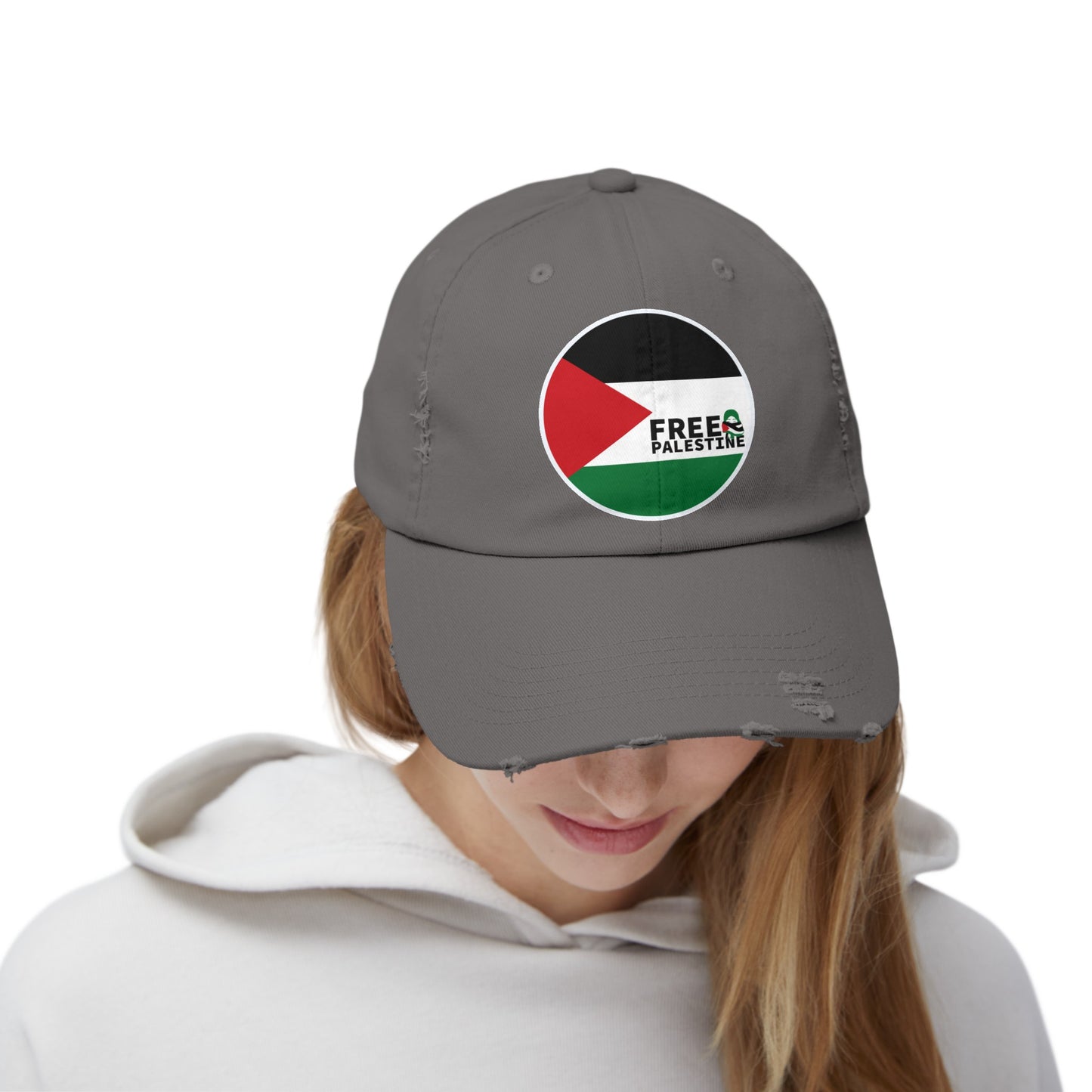 Free Palestine-Unisex Distressed Cap