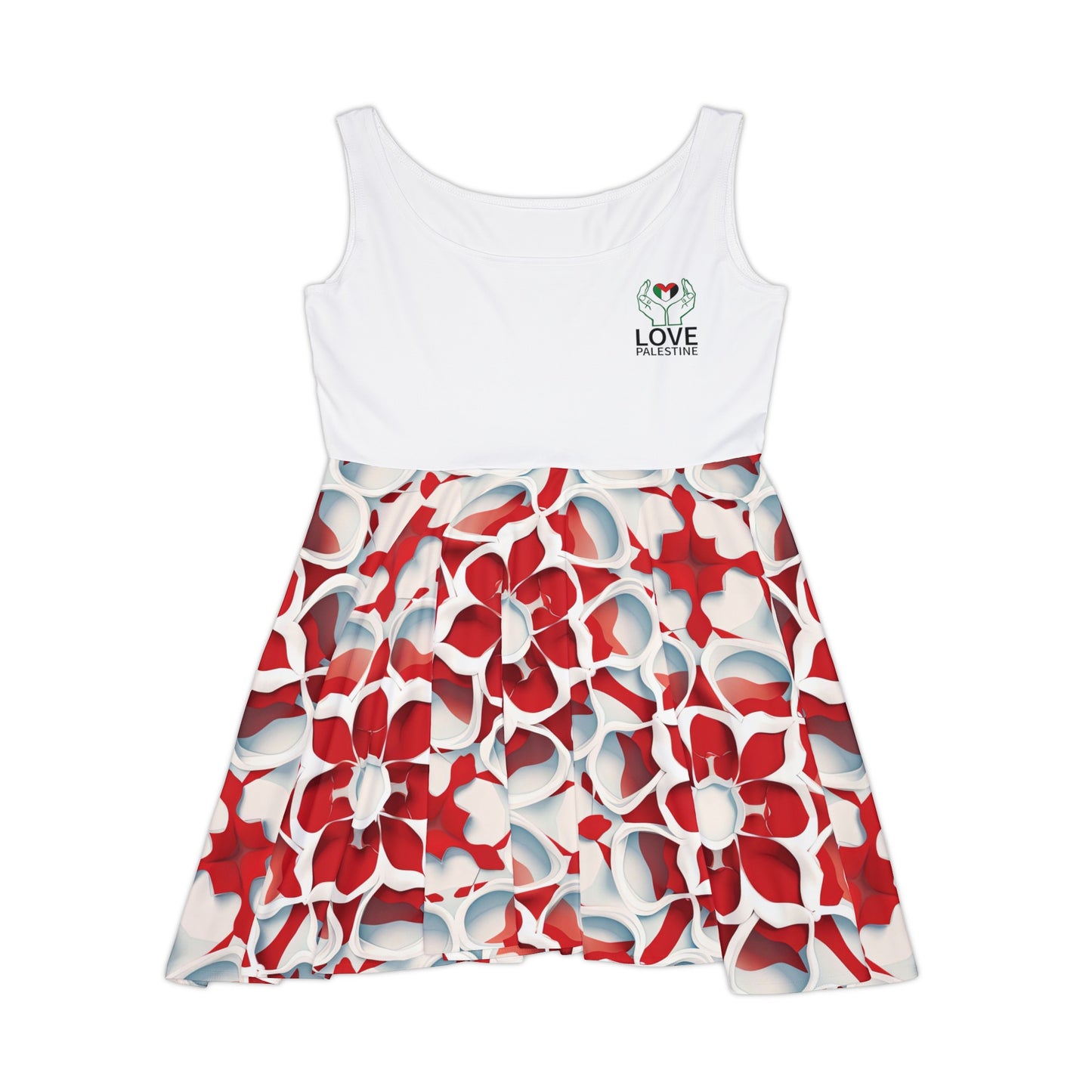 Bella Spring Rose Pattern-Love Palestine-Women's Skater Dress (AOP)